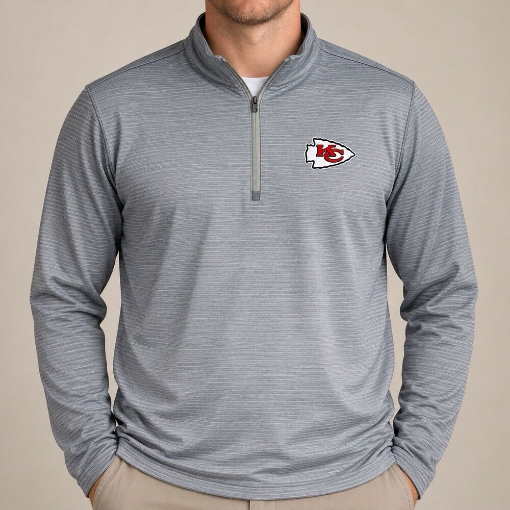 NFL Kansas City Chiefs Antigua Men’s XL Gray 1/4 Zip Lightweight Pullover